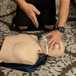 Mobile CPR - Showing my client proper use of airway valve