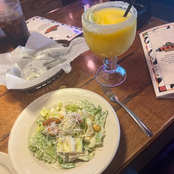Texas Roadhouse - Cesar salad and mango margarita - Barbeque Near Me - San Antonio, Texas