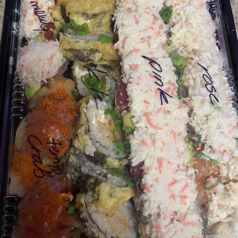 Sushi Pier - Mt Rose roll, Mr Pink Roll, King Kong roll, tempura upside down crab nigiri, Mickey nigiri - Sushi Bars Near Me - Reno, Nevada Sushi Pier - Mt Rose roll, Mr Pink Roll, King Kong roll, tempura upside down crab nigiri, Mickey nigiri - Sushi Bars Near Me - Reno, Nevada
