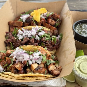 Tacos Take It Easy - Lunch Street tacos  One of each - Food Trucks Near Me - Leander, Texas
