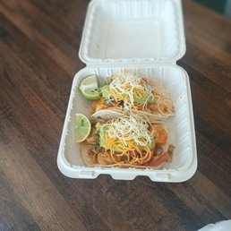 2 shrimp Tacos. Good food and good service  by Merceles