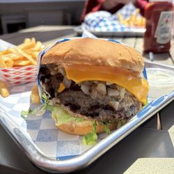 Tom's Place - 1/3 lb. Burger with grilled onions