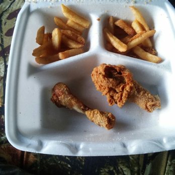 J and J Fish and Chicken - Nothing was eaten off that leg, I only removed the breading for the photo - Fish & Chips Near Me - Gary, Indiana