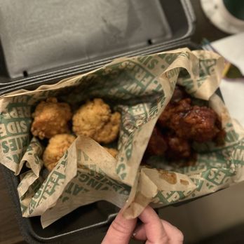 Wingstop - 10 piece large combo boneless wings, lemon pepper dry rub and hickory bbq sauced - Chicken Wings Near Me - Temecula, California