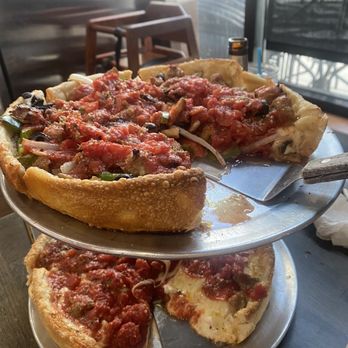 Baked - Sears Tower and pepperoni and sausage deep dish pizza! It was so good! - Pizza Near Me - Fort Myers, Florida Baked - Sears Tower and pepperoni and sausage deep dish pizza! It was so good! - Pizza Near Me - Fort Myers, Florida