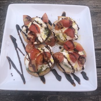 Camp 4  - Burrata bruschetta - tasty, perfectly textured and light. Not too crispy. Good flavor combo. - Wine Bars Near Me - Modesto, California