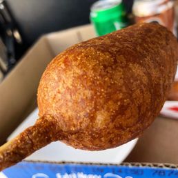 Beef corn dog: look at that crust... Beef corn dog: look at that crust...