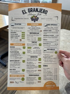 Menu photo 1 El Granjero Mexican Grill Grand Rapids, MI