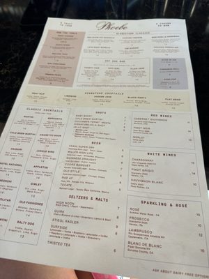 Menu photo 1 Bar Phoebe Kansas City, MO Menu photo 1 Bar Phoebe Kansas City, MO