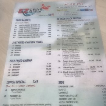 EZ Crab Shack - Menu - Seafood Near Me - Orlando, Florida EZ Crab Shack - Menu - Seafood Near Me - Orlando, Florida