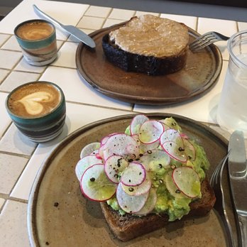 Lodge Bread - Avocado toast, nut butter & honey, and macchiato - Bakeries Near Me - Los Angeles, California