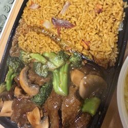 Green Tea - Beef with broccoli spicy with mushrooms!