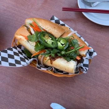 Vanessa's Bistro - Spicy Lemongrass Tofu Sandwich w/Pickeld Carrots, Dikon, Cilantro Jalapenos & Sriracha Aioli - Vietnamese Near Me - Walnut Creek, California