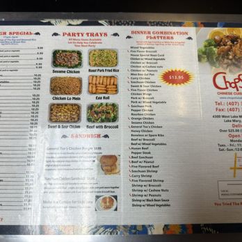Chopstix - Menu as of 12/28/25 - Chinese Near Me - Lake Mary, Florida