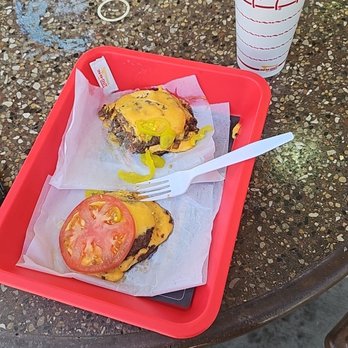 In-N-Out Burger - 2X Flying Dutchman and tea. I couldn't wait for the picture, I had to dig in. Lol. - Burgers Near Me - Keizer, Oregon In-N-Out Burger - 2X Flying Dutchman and tea. I couldn't wait for the picture, I had to dig in. Lol. - Burgers Near Me - Keizer, Oregon