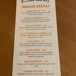 Richardson's Kitchen and Bar - Cocktail menu