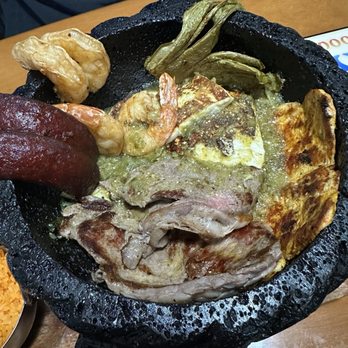 La Playa Fresh Seafood - Molcajete with fatty steak, rubber shrimp, tofu cheese, choriza like kilbasa. Not recommended - Seafood Near Me - Cleveland, Ohio La Playa Fresh Seafood - Molcajete with fatty steak, rubber shrimp, tofu cheese, choriza like kilbasa. Not recommended - Seafood Near Me - Cleveland, Ohio