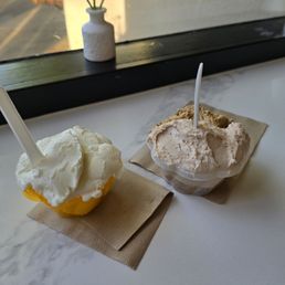 Rice gelato and coffee & Amaretto.