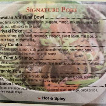 Kami Poke - Close up of signature poke menu - Korean Near Me - Tallahassee, Florida