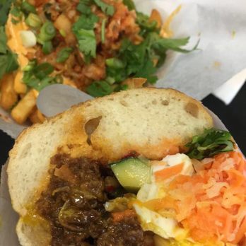 JoJu - Beef Beef Bulgogi in the front and Kimchi Fries in the back - Coffee & Tea Near Me - Elmhurst, New York