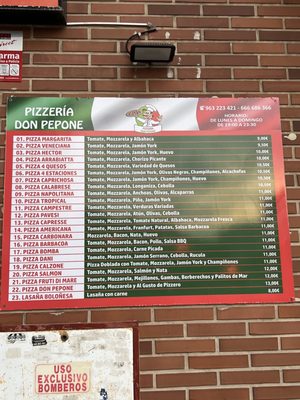 Menu photo 1 Pizzas D. Pepone Valencia, V