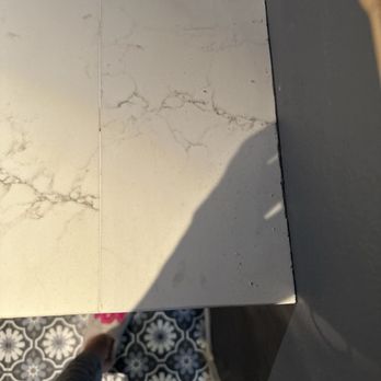 Galaxy Stoneworks - this clearly shows the seam that they put in on this piece. They didn't even try to align the veining at all. - Countertop Installation Near Me - Georgetown, Texas Galaxy Stoneworks - this clearly shows the seam that they put in on this piece. They didn't even try to align the veining at all. - Countertop Installation Near Me - Georgetown, Texas