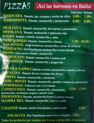 Menu photo 6 Piccola Napoli Madrid, M