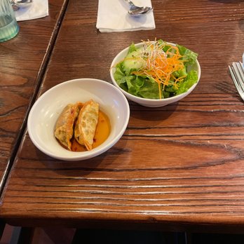 Bangkok Degree - Vegetable Dumplings and side salad from the lunch menu. - Thai Near Me - Brooklyn, New York Bangkok Degree - Vegetable Dumplings and side salad from the lunch menu. - Thai Near Me - Brooklyn, New York