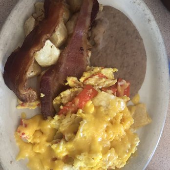 Emmy Mexican Restaurant - Migas, beans, potatoes, with an order of bacon! World Class! - Mexican Near Me - Stockdale, Texas Emmy Mexican Restaurant - Migas, beans, potatoes, with an order of bacon! World Class! - Mexican Near Me - Stockdale, Texas