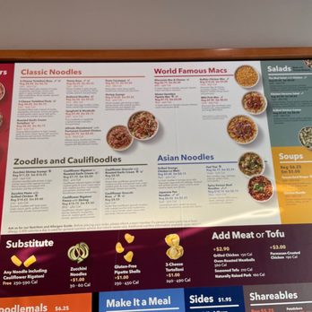 Noodles and Company - Menu on wall - Noodles Near Me - Omaha, Nebraska