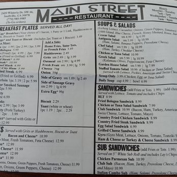 Main Street Restaurant - The menu - American Near Me - Snellville, Georgia Main Street Restaurant - The menu - American Near Me - Snellville, Georgia