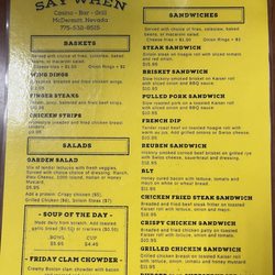 Say When Casino - Dinner menu