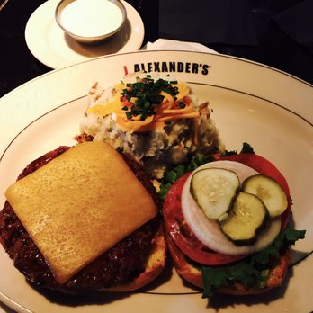 J. Alexander's - Veggie burger and loaded mash potatoes for the win! - New American Near Me - Atlanta, Georgia J. Alexander's - Veggie burger and loaded mash potatoes for the win! - New American Near Me - Atlanta, Georgia