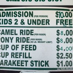 Critter Lane Petting Zoo - Pricing as of 9/6/26