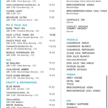 Blue Sky Bar - Menu 2026 - Bars Near Me - Denver, Colorado