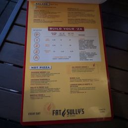 Pizza menu
