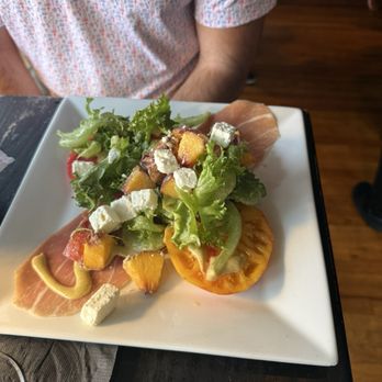Cafe Routier, Bistro & Lounge - Tomato salad with peach - New American Near Me - Westbrook, Connecticut Cafe Routier, Bistro & Lounge - Tomato salad with peach - New American Near Me - Westbrook, Connecticut
