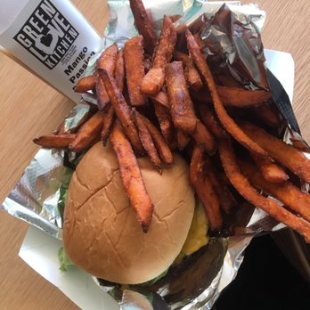 Green Love Kitchen - Green Love Burger with sweet potato fries and Mango Passion Tea #yummy - Vegan Near Me - Lithonia, Georgia Green Love Kitchen - Green Love Burger with sweet potato fries and Mango Passion Tea #yummy - Vegan Near Me - Lithonia, Georgia