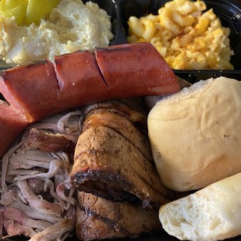Collierville Commissary - Three meat plate with potato salad and mac and cheese. - Barbeque Near Me - Collierville, Tennessee