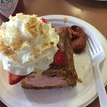 Button Up Cafe - Strawberry cheesecake stuffed French toast - Breakfast & Brunch Near Me - Pearl City, Hawaii