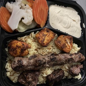Georgie's Mediterranean Cuisine - Chicken Kabab Lamb Kabab Beef Kabab Combo Plate Spicy pickles and Hummus - Mediterranean Near Me - Pasadena, California Georgie's Mediterranean Cuisine - Chicken Kabab Lamb Kabab Beef Kabab Combo Plate Spicy pickles and Hummus - Mediterranean Near Me - Pasadena, California