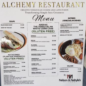 Alchemy Restaurant - Menu - Venezuelan Near Me - Prospect, Kentucky