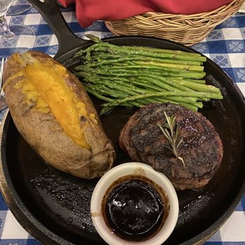 The Angus Barn - Filet Mignon (Bacon Wrapped), Baked Potato, Asparagus, - Steakhouses Near Me - Raleigh, North Carolina