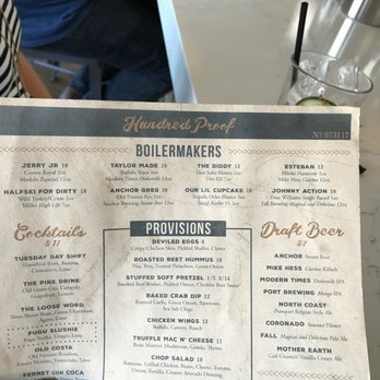 Hundred Proof - Drink menu is generous - San Diego, CA