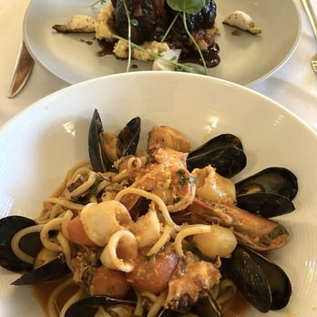 Milan - Ossobuco and bucatini frutti di mare (tons of seafood) - Italian Near Me - San Jose, California Milan - Ossobuco and bucatini frutti di mare (tons of seafood) - Italian Near Me - San Jose, California