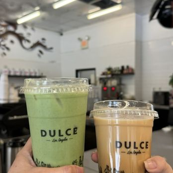Cafe Dulce - blueberry matcha latte & vanilla latte - Coffee & Tea Near Me - Los Angeles, California