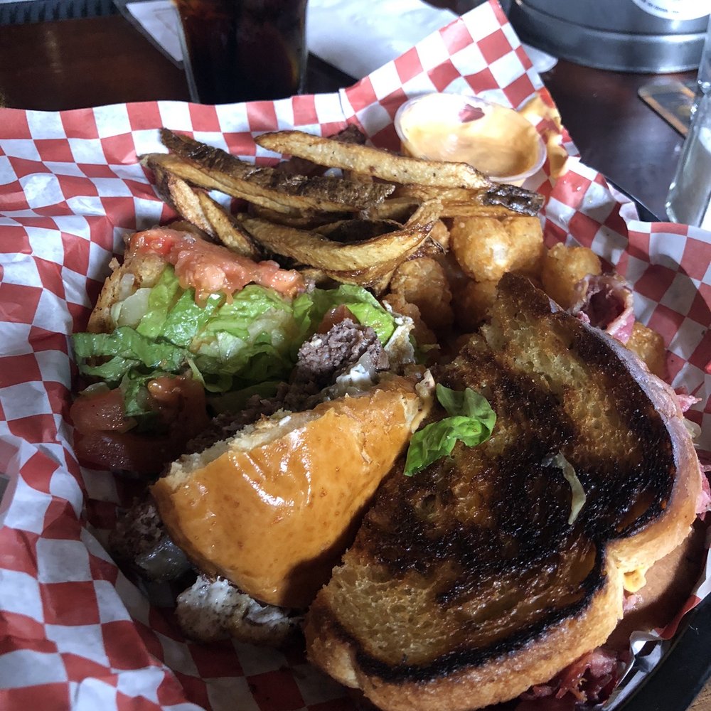 The Treehouse - My plate is a combo of half a rueben and half a burger with tots and fries , me and my wife split our meals , both were very good - Pubs Near Me - Cleveland, Ohio The Treehouse - My plate is a combo of half a rueben and half a burger with tots and fries , me and my wife split our meals , both were very good - Pubs Near Me - Cleveland, Ohio