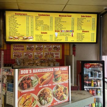Bob's Hamburgers - Menu. If you zoom in, you can see that they use Puritan buns and bread - good quality. - Burgers Near Me - Harbor City, California