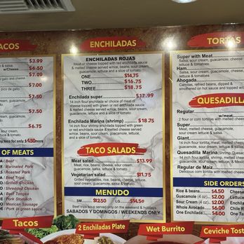 Taqueria El Carnaval - Menu Pt 3/4 - Mexican Near Me - Placerville, California Taqueria El Carnaval - Menu Pt 3/4 - Mexican Near Me - Placerville, California
