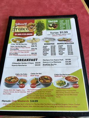 Menu photo 3 Taqueria Franco Aberdeen, WA Menu photo 3 Taqueria Franco Aberdeen, WA